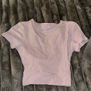 Garage Lilac Ribbed Crop Top with tie back